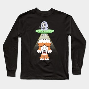 Funny poodle is being abducted by aliens Long Sleeve T-Shirt